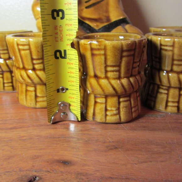 siesta man ceramic decanter vintage mexico & 6 shot glasses (about 3 oz) (W5773) - Picture 3 of 15